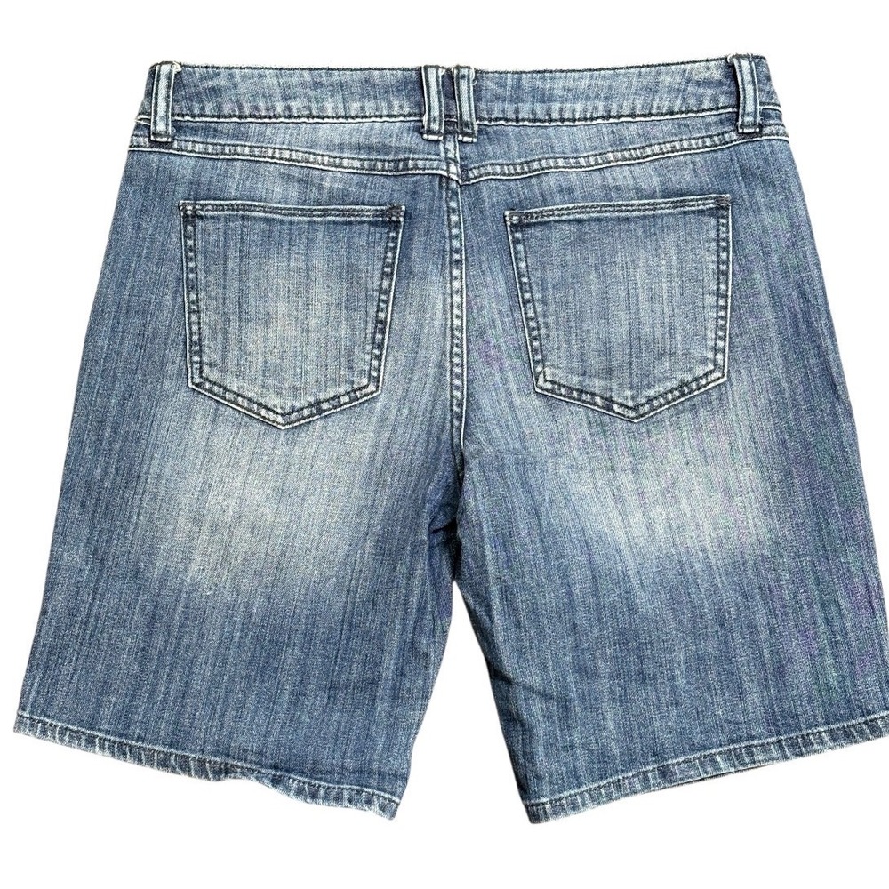 Elle Denim Bermuda Shorts Womens 8 Blue Medium Wash Stretch Mid Rise Jean Shorts - Picture 2 of 4